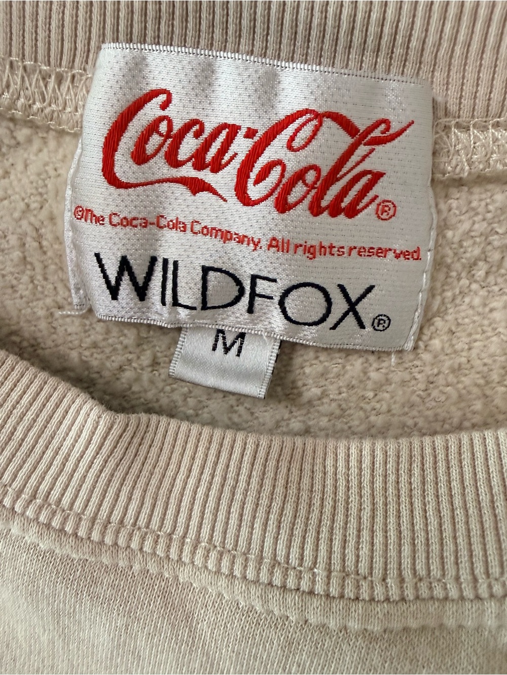 Coca Cola Beige Sweatshirt with White Polar Bear Trio and Red 'Coke' Sleeve Logo - Picture 2 of 5